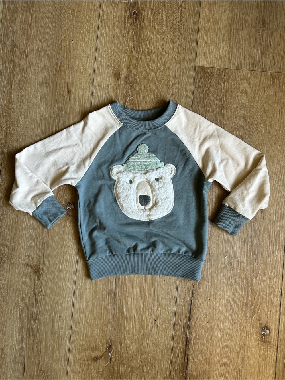 Little Sleepies Blue-Gray and Cream Bear Pullover